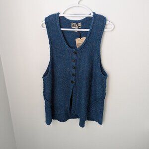 NWT Habitat Teal Knit Button Sweater Vest, XL